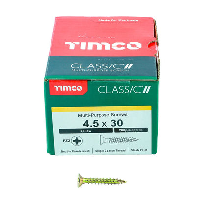 TIMCO Classic Screw PZ2 CSK ZYP 4.5 x 30 Gold Pack 200