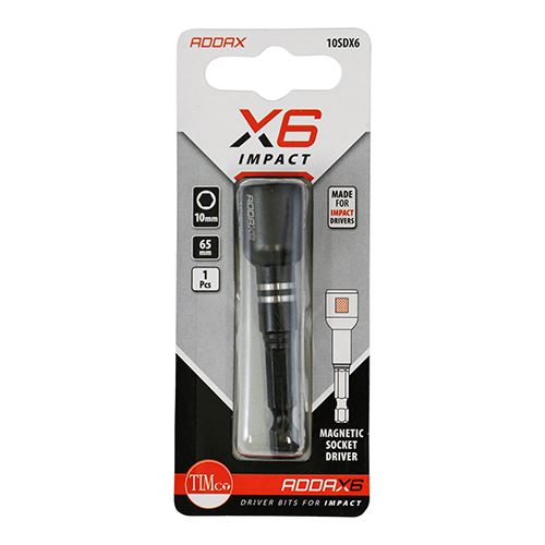 TIMCO X6 Impact Magnetic Skt Driver 10mm x 65mm Pack 1