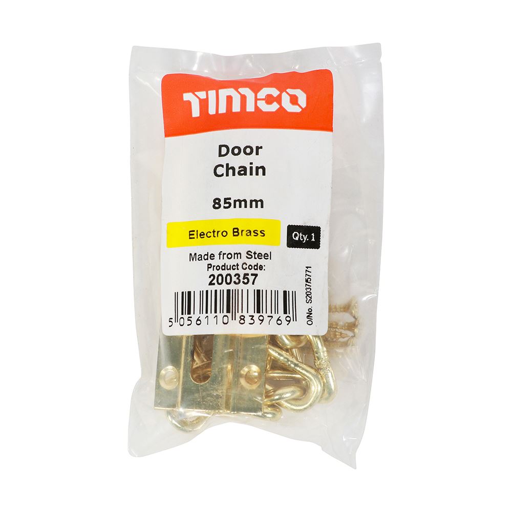 TIMCO Door Chain E. Brass 85mm Pack 1
