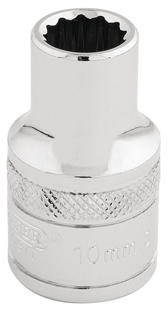 Draper 10MM 12PT SOCKET 1/2DR PCKD 33093 1/2" Sq. Dr. Metric Sockets (Polished Chrome)