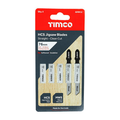 TIMCO Jigsaw Blade for Wood T119B Pack 5
