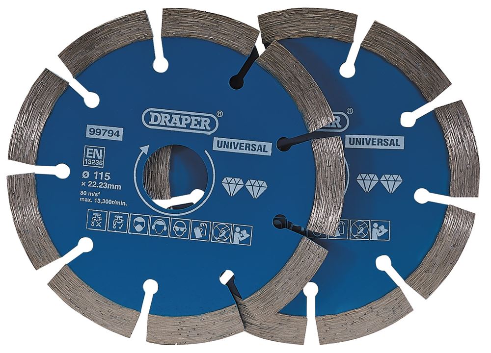 DRAPER 99794 - Segmented Diamond Blade Twin Pack (115mm)