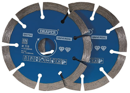 DRAPER 99794 - Segmented Diamond Blade Twin Pack (115mm)