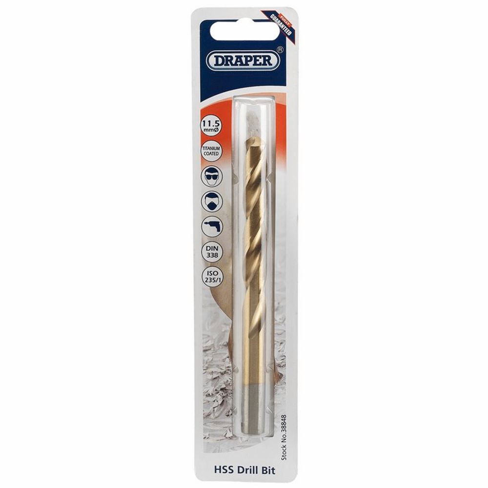 Draper 11.5MM HSS TWIST DRILL BIT 38848 Metric HSS Titanium Coated Drill Bits