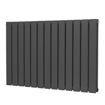 Baridi DH341 Horizontal Radiator Contemporary Double Flat Panel Design 600 x 910mm - Anthracite | Steel | Horizontal flat panel design delivers a BTU