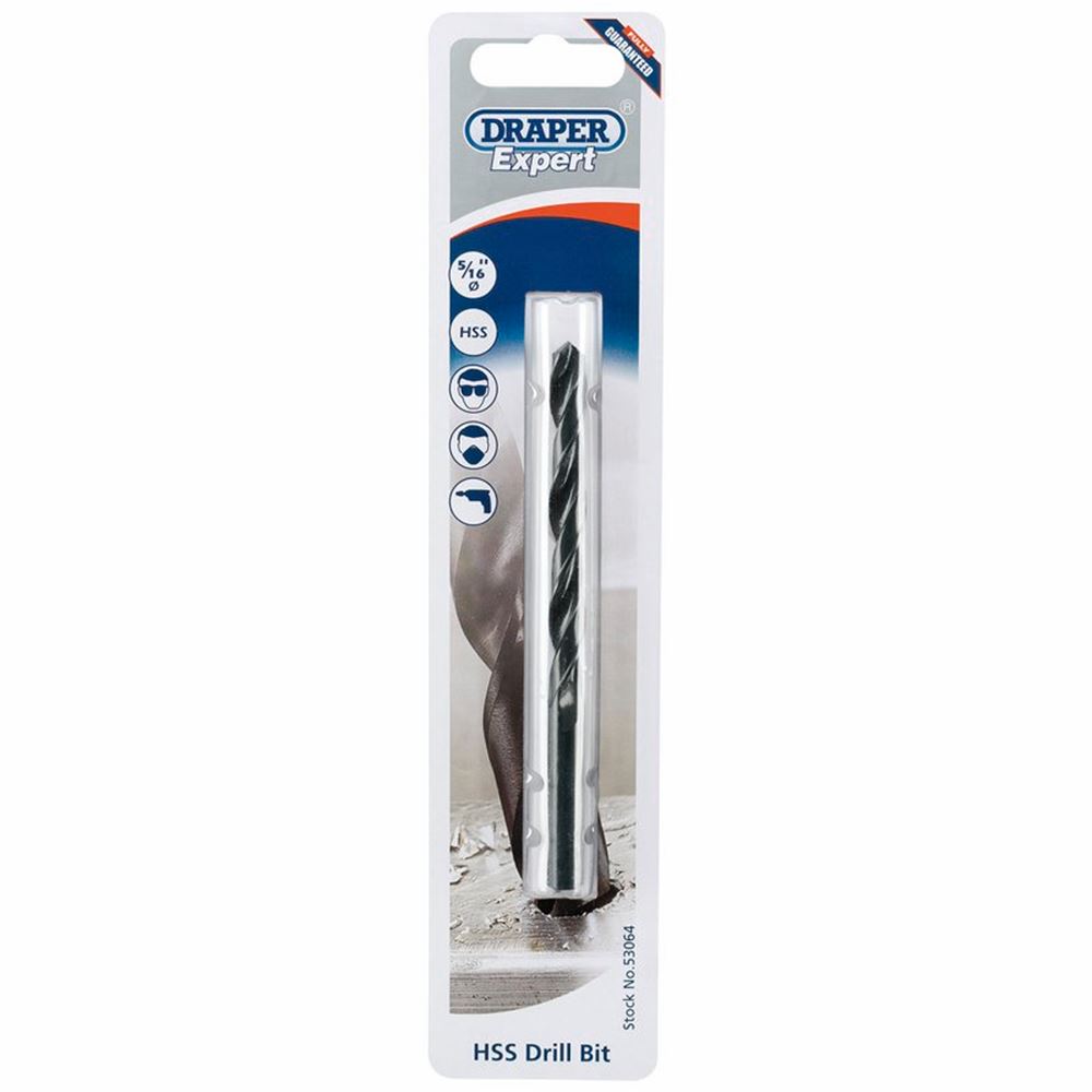 53064 Draper Expert Expert HSS Drill Bit, 5/16 x 4-1/2 H29PS/B HSS Twist Drills Professional Trade DIY Workshop Garage Use