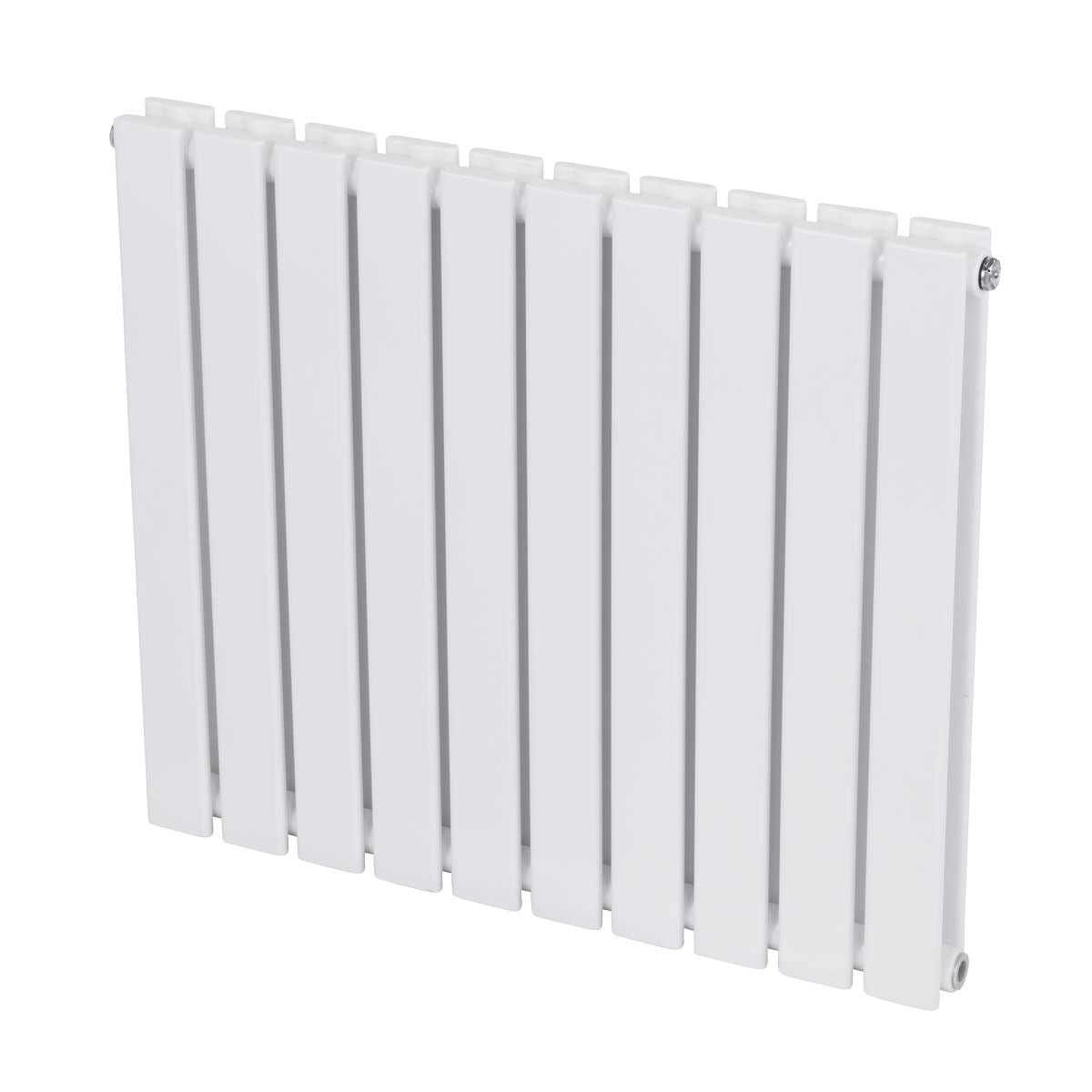 Baridi DH350 Horizontal Radiator Contemporary Double Flat Panel Design 600 x 700mm - White | Steel | Horizontal flat panel design delivers a BTU