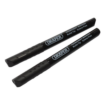 20942 Draper Marker Pens, Black (Pack of 2) MP2BK Marker Pens and Pencils L 137 x 11mm Professional Trade DIY Workshop Garage Use