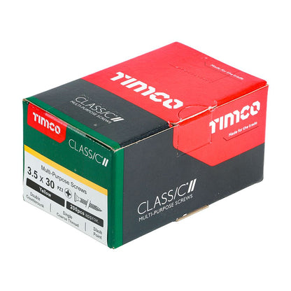 TIMCO Classic Screw PZ2 CSK ZYP 3.5 x 30 Gold Pack 200