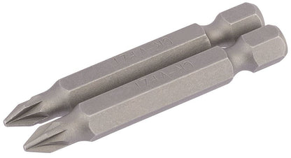 Draper 2PC 50MM NO1 PZ.S/D BIT 64227 1/4" Hex. PZ TYPE E Shank Insert Bits