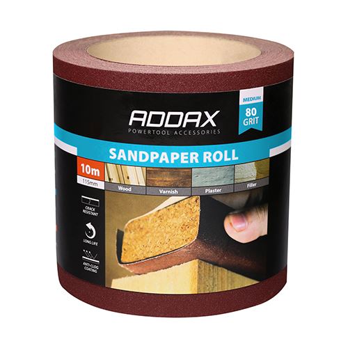 TIMCO Sandpaper Roll Red P80 115mm x 10m Red Pack 1
