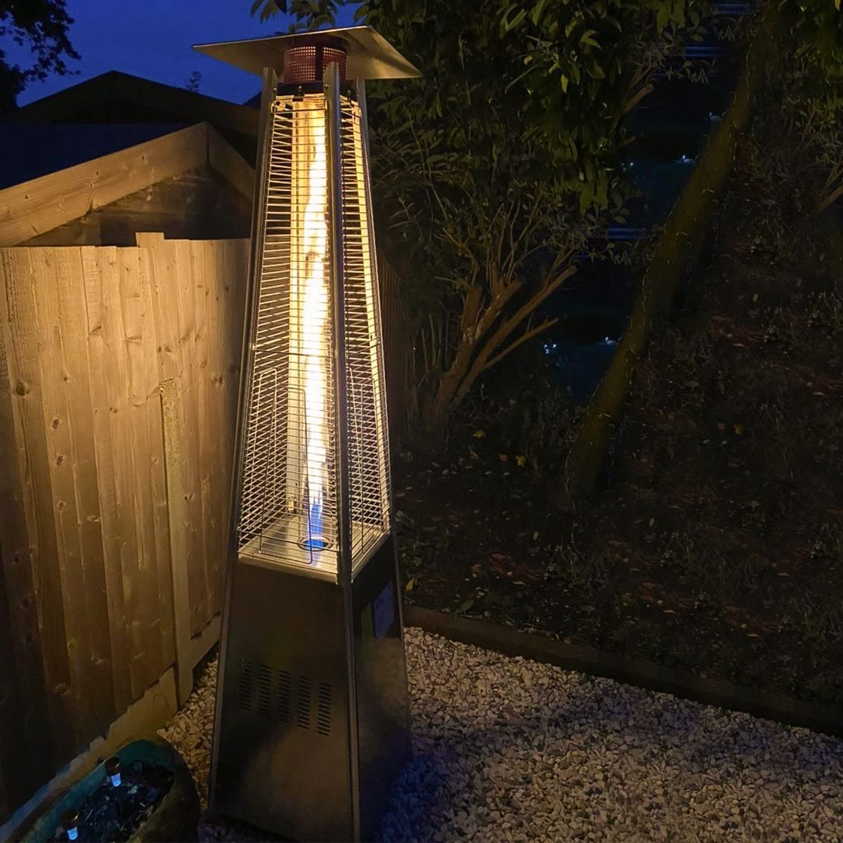 Dellonda DG99 13kW Pyramid Gas Patio Heater 13kW Commercial/Garden Use - Stainless Steel | Tip-Over Switch, Adjustable | Innovative design of Gas