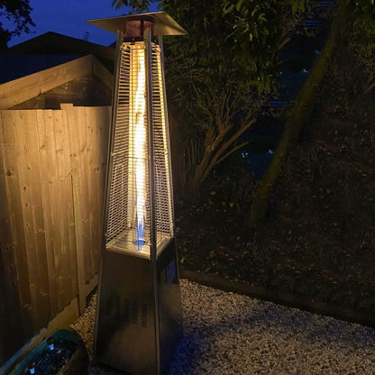 Dellonda DG99 13kW Pyramid Gas Patio Heater 13kW Commercial/Garden Use - Stainless Steel | Tip-Over Switch, Adjustable | Innovative design of Gas