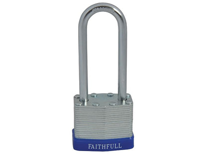 Faithfull FAIPLLAM40LS Laminated Steel Padlock 40mm Long Shackle 3 Keys |