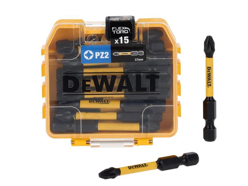 DeWalt Power Tools DT70914T FlexTORQ Bits PZ2 x 57mm (Tic Tac of 15) Display of 21