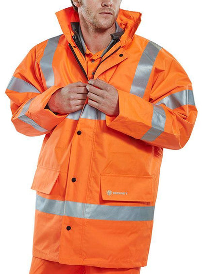 Beeswift 4 In 1 Hi Vis Jacket Bodywarmer Class 3 Waterproof Rail Approved