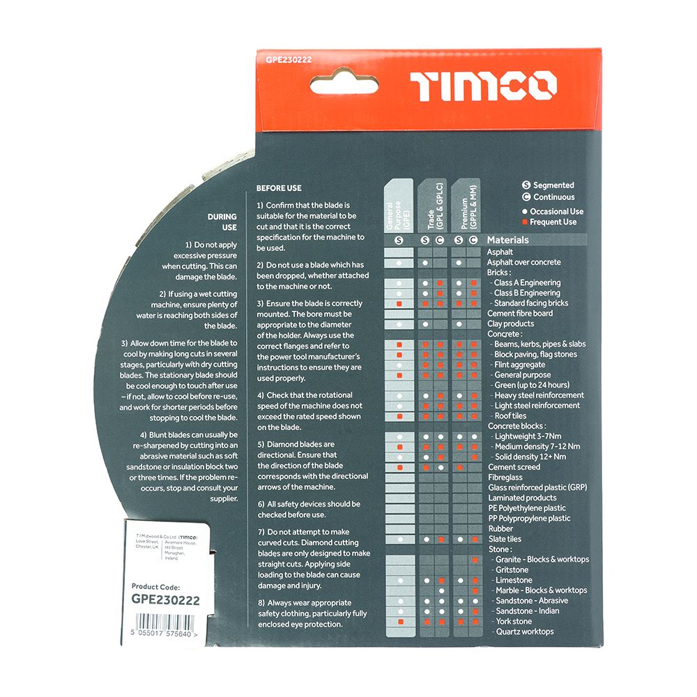 TIMCO GP Diamond Blade Seg 230 x 22.2 Pack 1