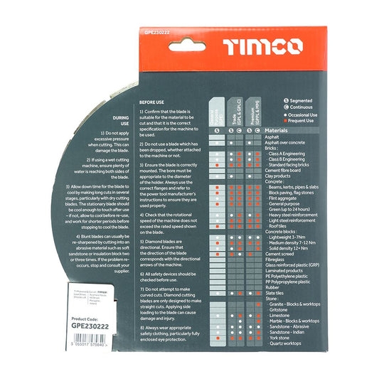 TIMCO GP Diamond Blade Seg 230 x 22.2 Pack 1
