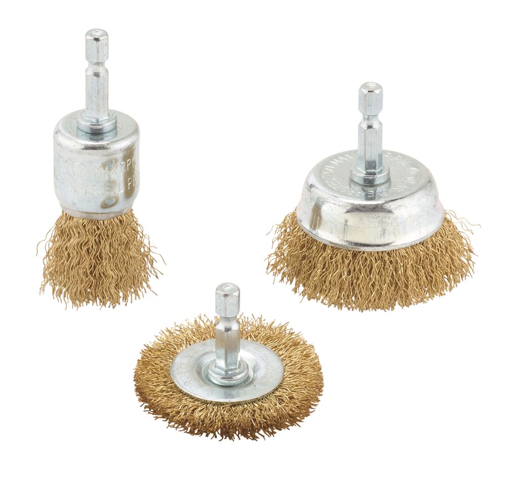 Draper BRASSED WIRE BRUSH SET 3PCS 07435 Brassed Steel Crimped Wire Brush Set (3 Piece)