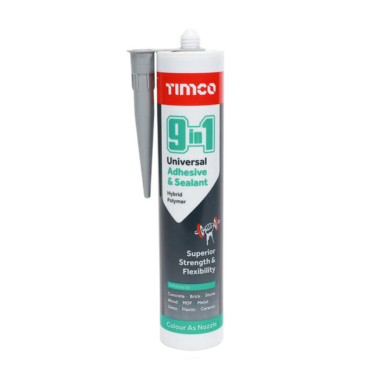 TIMCO 9in1 Adhesive & Sealant GREY Grey 290ml Pack 1.0