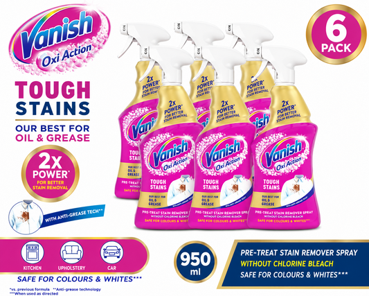 6 x Vanish Gold Oxi Action Multi Degreaser Spray for Tough Stubborn Stains, 950ml