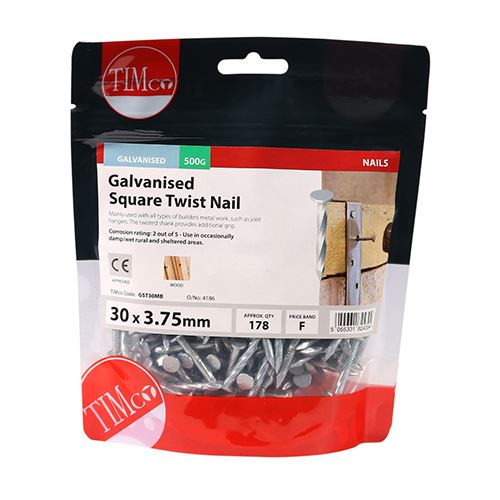 TIMCO Square Twist Nail - Galvanised 30 x 3.75 Pack 0.5