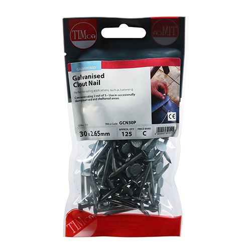 TIMCO Galvanised Clout Nails Roofing Nails Available in All Sizes and Pack Quantities from 50 Pieces to 25kg for Roofing Felt Timber and General Construction