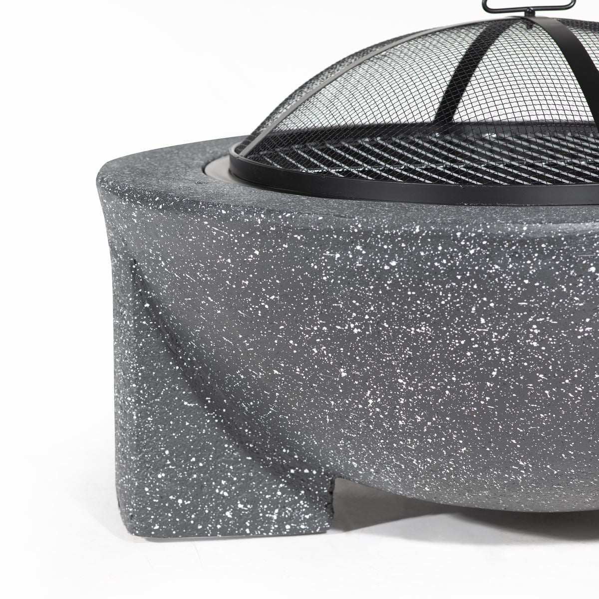 Dellonda DG191 Round MgO Fire Pit with BBQ Grill & Safety Mesh Screen 75cm - Dark Grey | Magnesium Oxide | The fire pit is made from MgO (Magnesium
