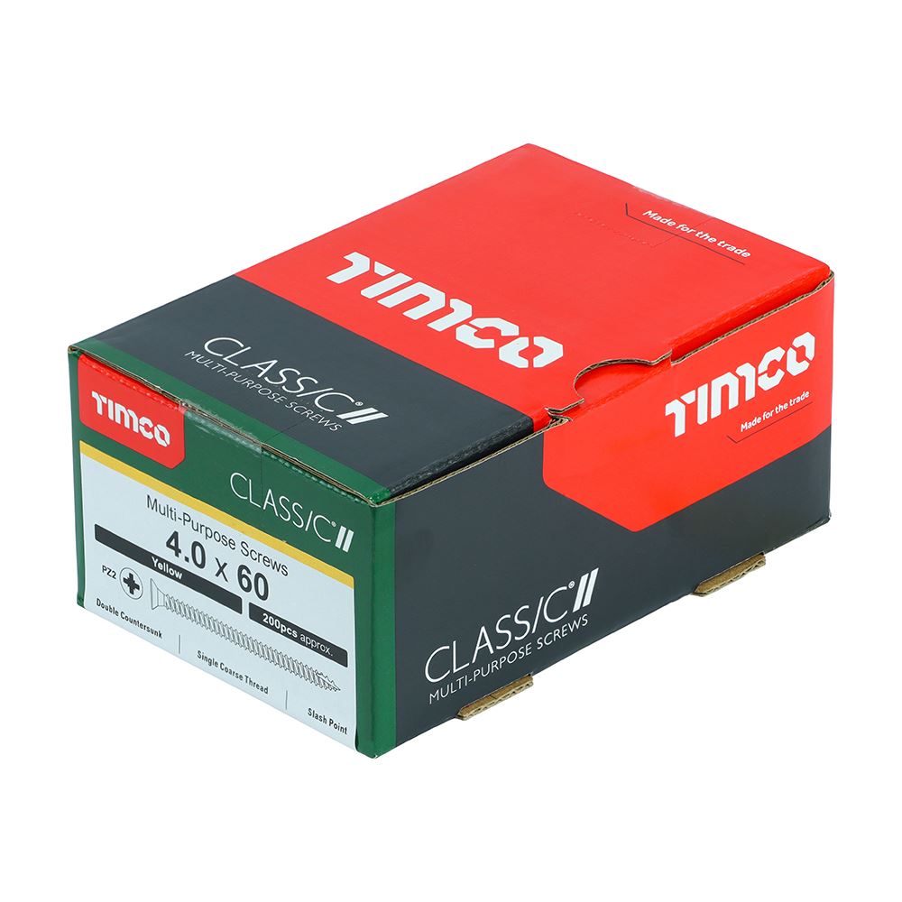 TIMCO Classic Screw PZ2 CSK ZYP 4.0 x 60 Gold Pack 200