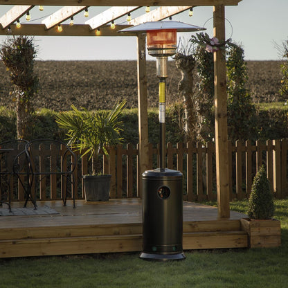 Dellonda DG1 Outdoor Garden Gas Patio Heater 13kW Commercial & Domestic Use, Black | Wheels, Tip-Over Switch, Adjustable