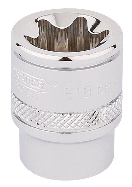 34207 Draper Expert Expert TX-STAR Socket, 3/8 Sq. Dr., E18 TS38/B 3/8 Draper TX-STAR Socket Bits Professional Trade DIY Workshop Garage Use