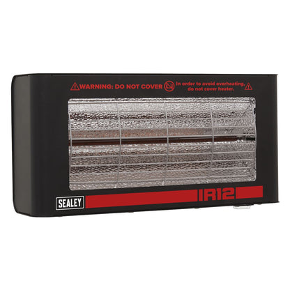 Sealey IR12 Wall Mounting Infrared Quartz Heater 1200W/230V | Electric heater with infrared quartz lamp. | Reaches maximum output within seconds.