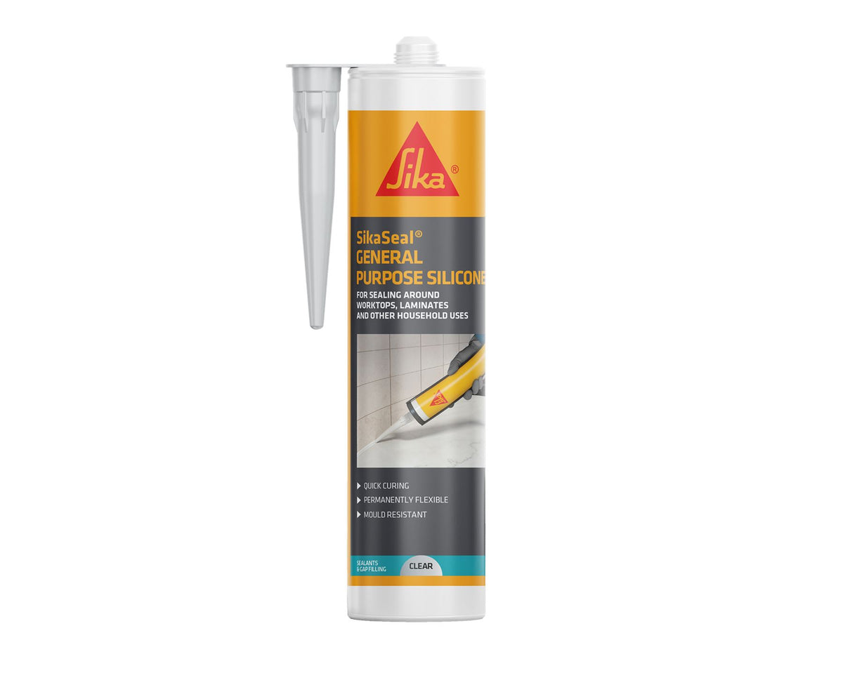 Sika Everbuild General Purpose Silicone Sealant Clear 260ml 12 Pack Waterproof Flexible Mould Resistant Seal for Baths Showers Sinks and Worktops