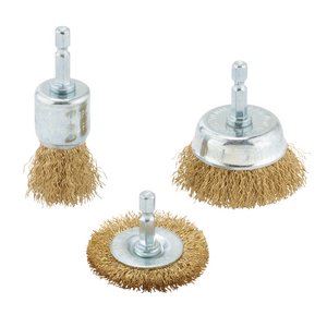 Draper BRASSED WIRE BRUSH SET 3PCS 07435 Brassed Steel Crimped Wire Brush Set (3 Piece)