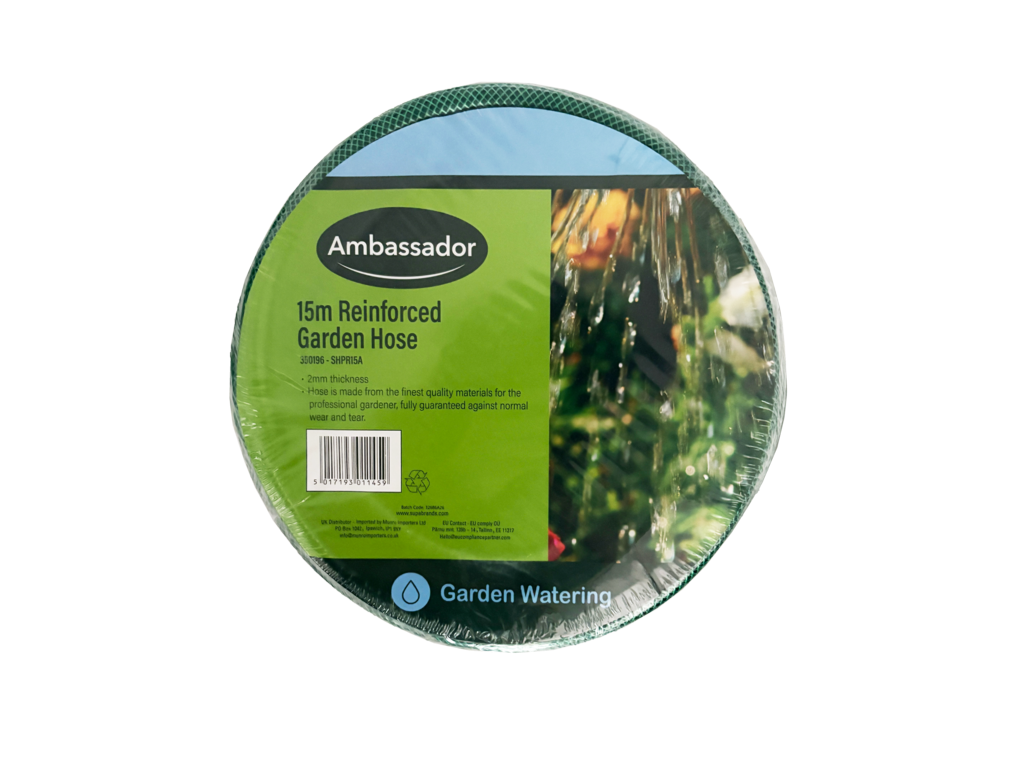 Ambassador Reinforced Garden Hose Pipe Flexible Anti Kink Watering Hose Green Available in 15m 30m and 50m Lengths