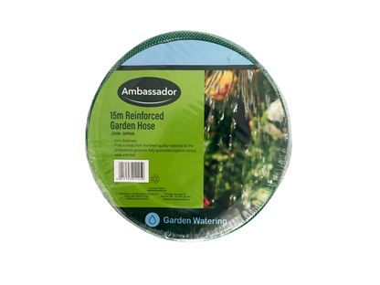Ambassador Reinforced Garden Hose Pipe Flexible Anti Kink Watering Hose Green Available in 15m 30m and 50m Lengths