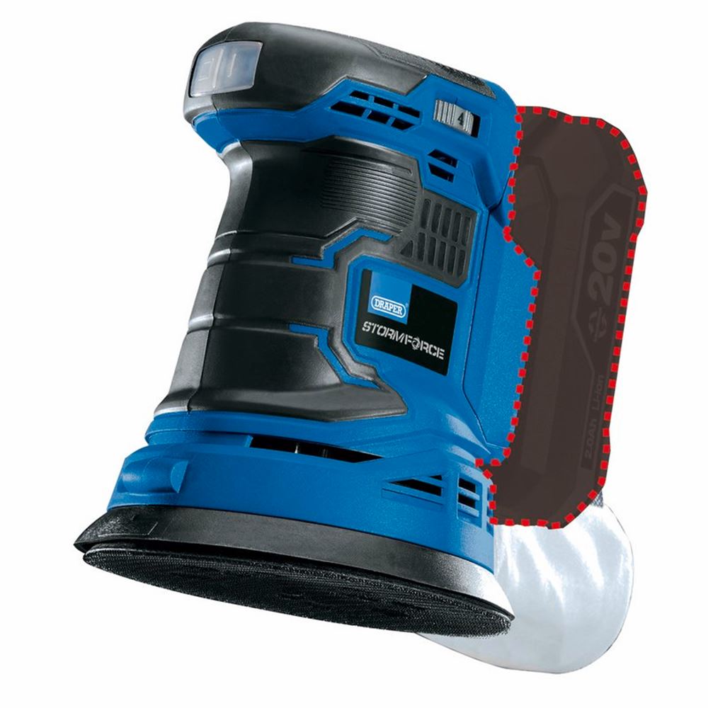 89522 Draper Storm Force Storm Force 20V Random Orbit Sander (Sold Bare) CPS20SF Sanders Professional Trade DIY Workshop Garage Use