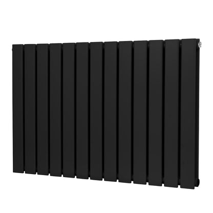 Baridi DH346 Horizontal Radiator Contemporary Double Flat Panel Design 600 x 910mm - Black | Steel | Horizontal flat panel design delivers a BTU