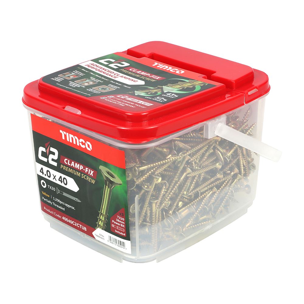 TIMCO C2 Clamp-Fix TX20 CSK ZYP 4.0 x 40 Gold Pack 1200