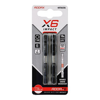 TIMCO X6 Double Ended TX Drive Bit TX40 x 65 Pack 2