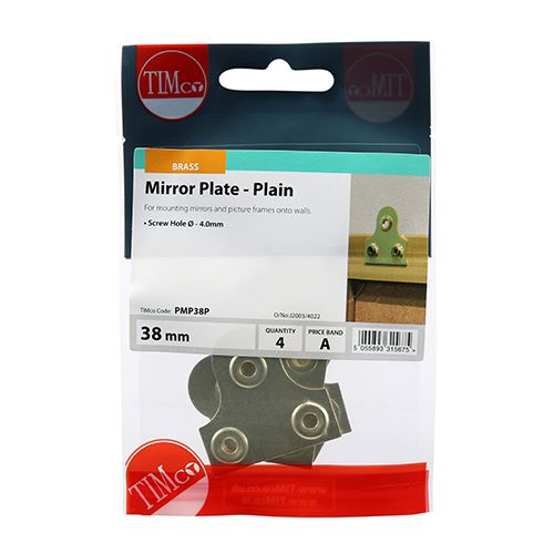 TIMCO Mirror Plate - Plain 38mm Pack 4