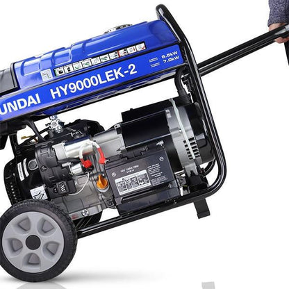Hyundai HY9000LEK-2 Petrol Generator 7kW 8.75kVA Recoil Electric Start Portable Site Power Backup Power Portable Backup Site Power