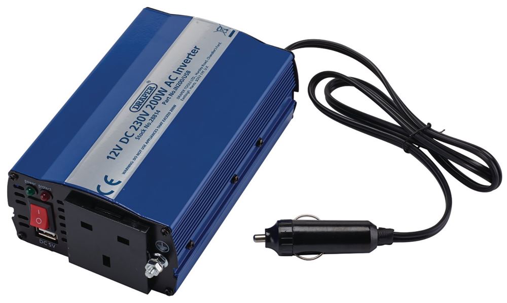 DRAPER 28814 - 12V 200W DC-AC Inverter