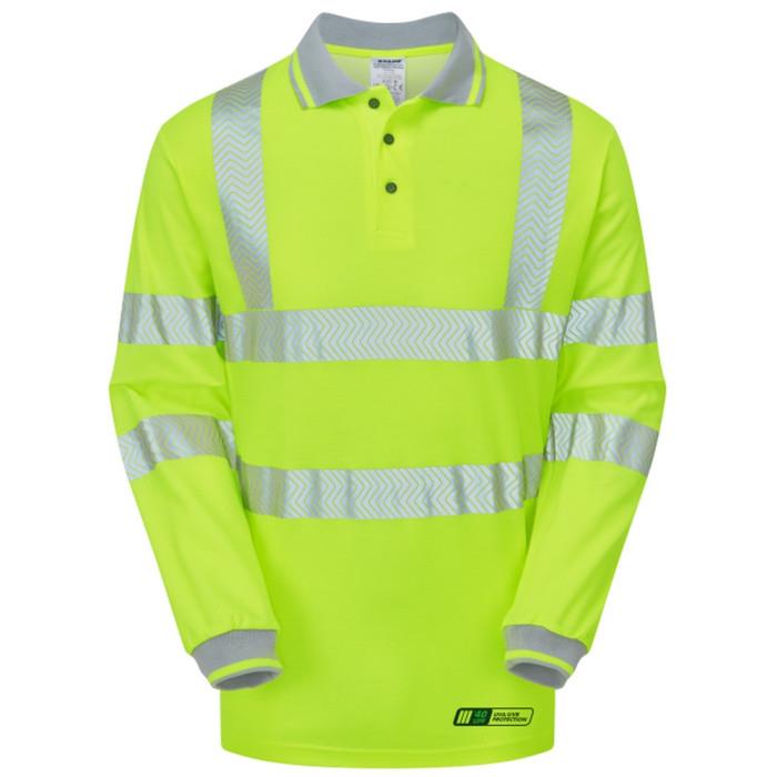 Pulsar Hi Vis Long Sleeve Polo Shirt Yellow High Visibility Workwear