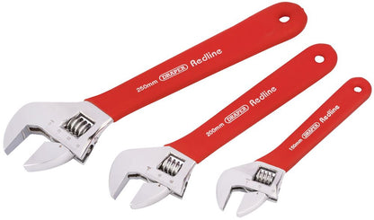 67634 Draper Redline Redline Soft Grip Adjustable Wrench Set (3 Piece) RL-AWSG/3/B Spanner/Wrench Wrenches Professional Trade DIY Workshop Garage Us