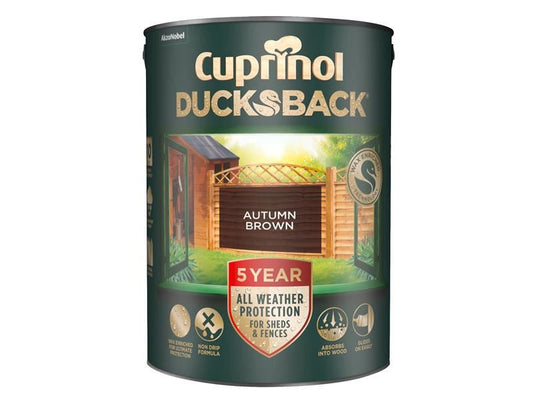 Cuprinol 5092442 Ducksback 5 Year Waterproof for Sheds & Fences Autumn Brown 5 litre