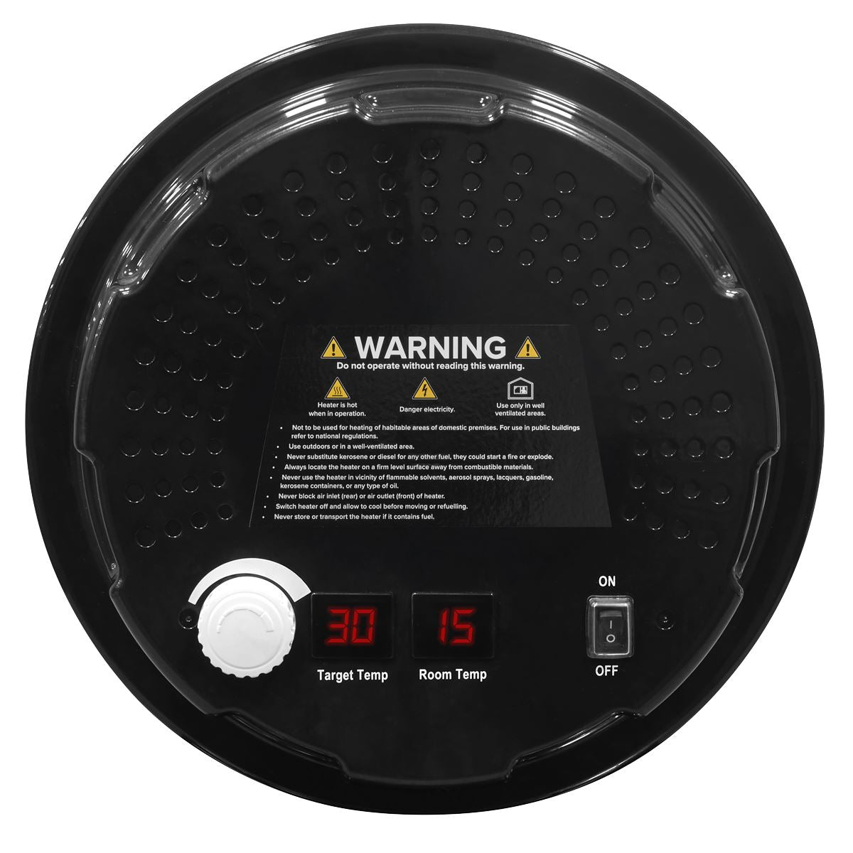Sealey IR37 Space Warmer Infrared Kerosene/Diesel Heater with Wheels 136,500Btu/hr | 136,500Btu/hr(40kW), 230V ~ 50Hz, Overheat Protection