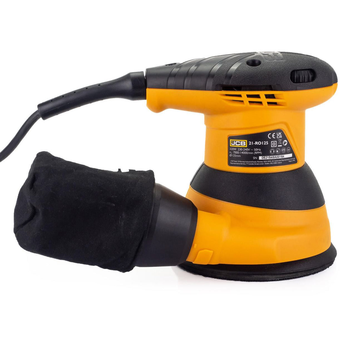 JCB 21-RO125 Orbital Sander 320W 125mm 5in Variable Speed 230V Random Orbital Sander Wood Sander