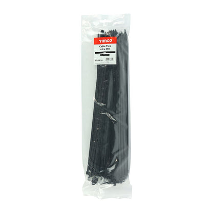 TIMCO Cable Tie Black 4.8 x 370 Black Pack 100