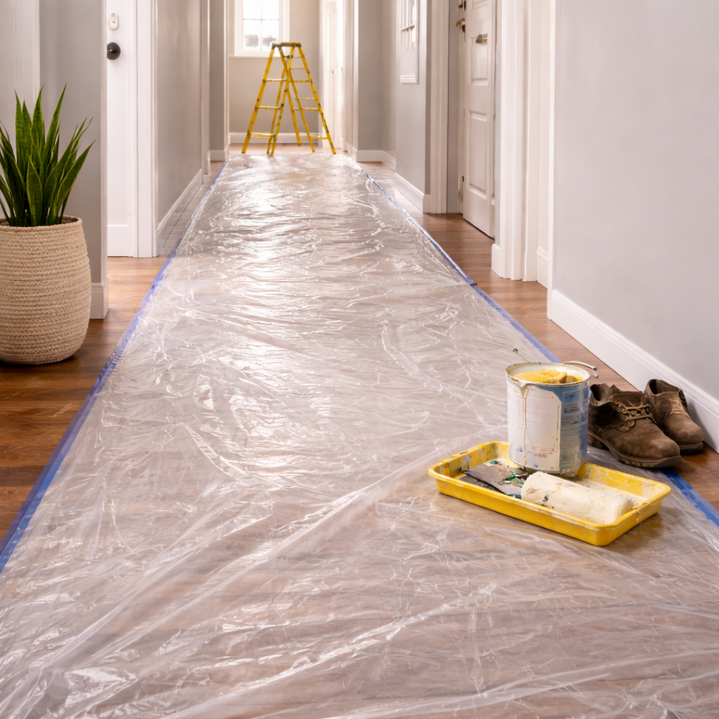 Yuzet Economy 40MU Temporary Protective Sheeting 4m x 25m TPS Clear dust sheet barrier Visqueen